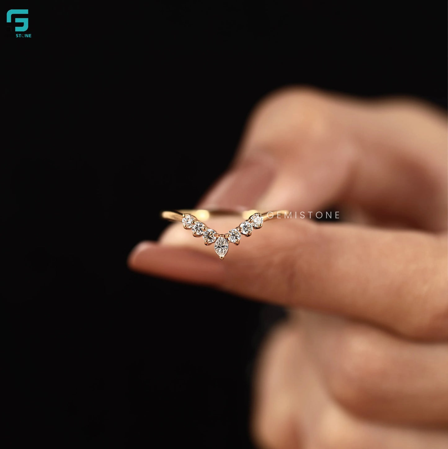 0.80 CT Round_ Marquise Lab Grown Wedding Matching Band