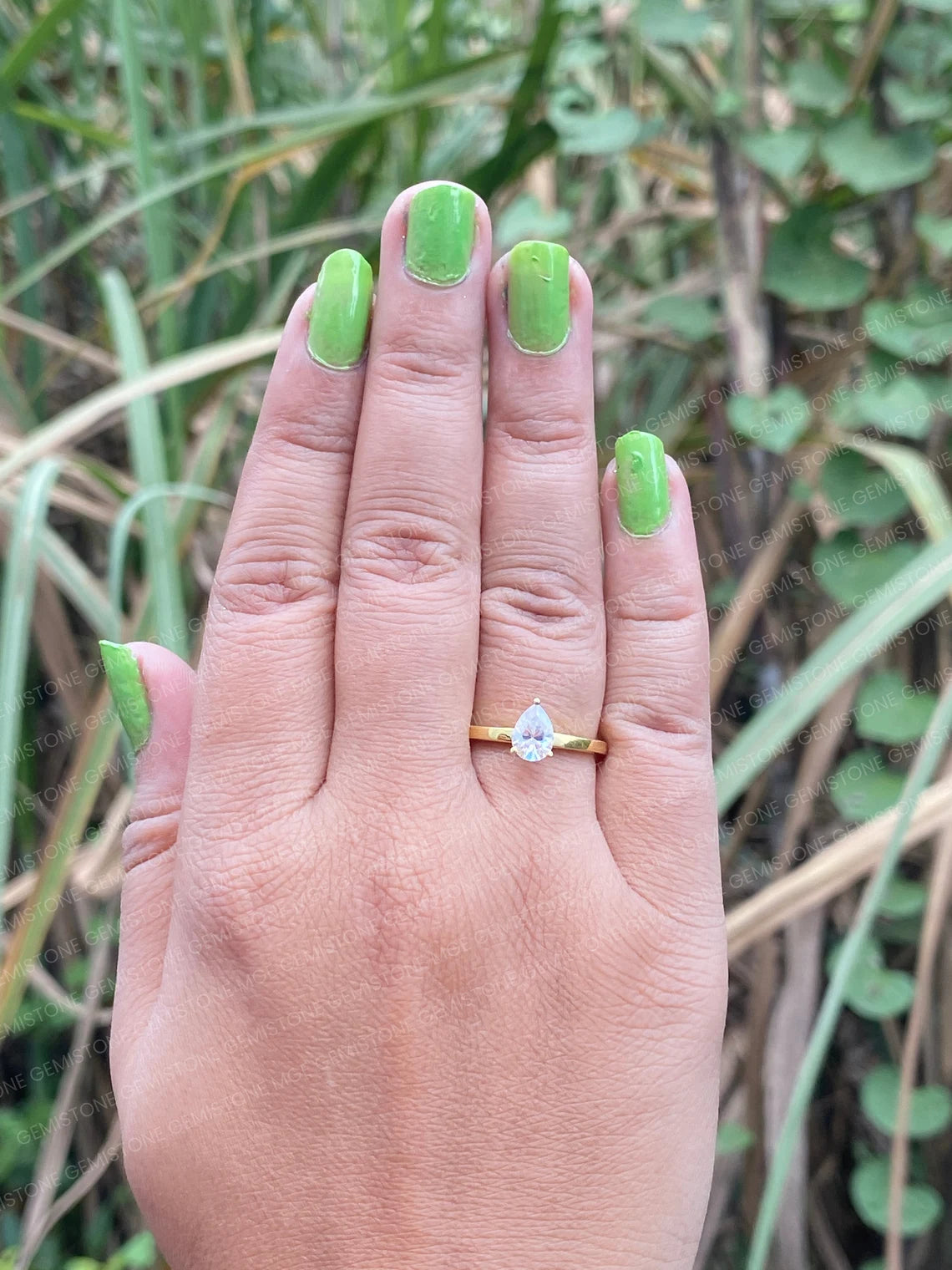 Carat Pear Diamond Pear Cut Moissanite Solitaire Tiny Engagement Ring