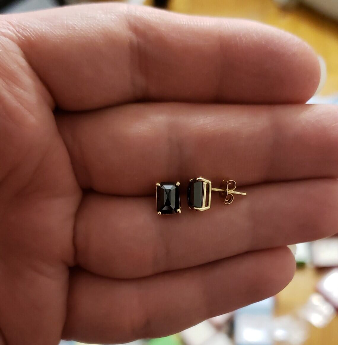 2 Carat Emerald Cut Black Diamond Stud Earrings