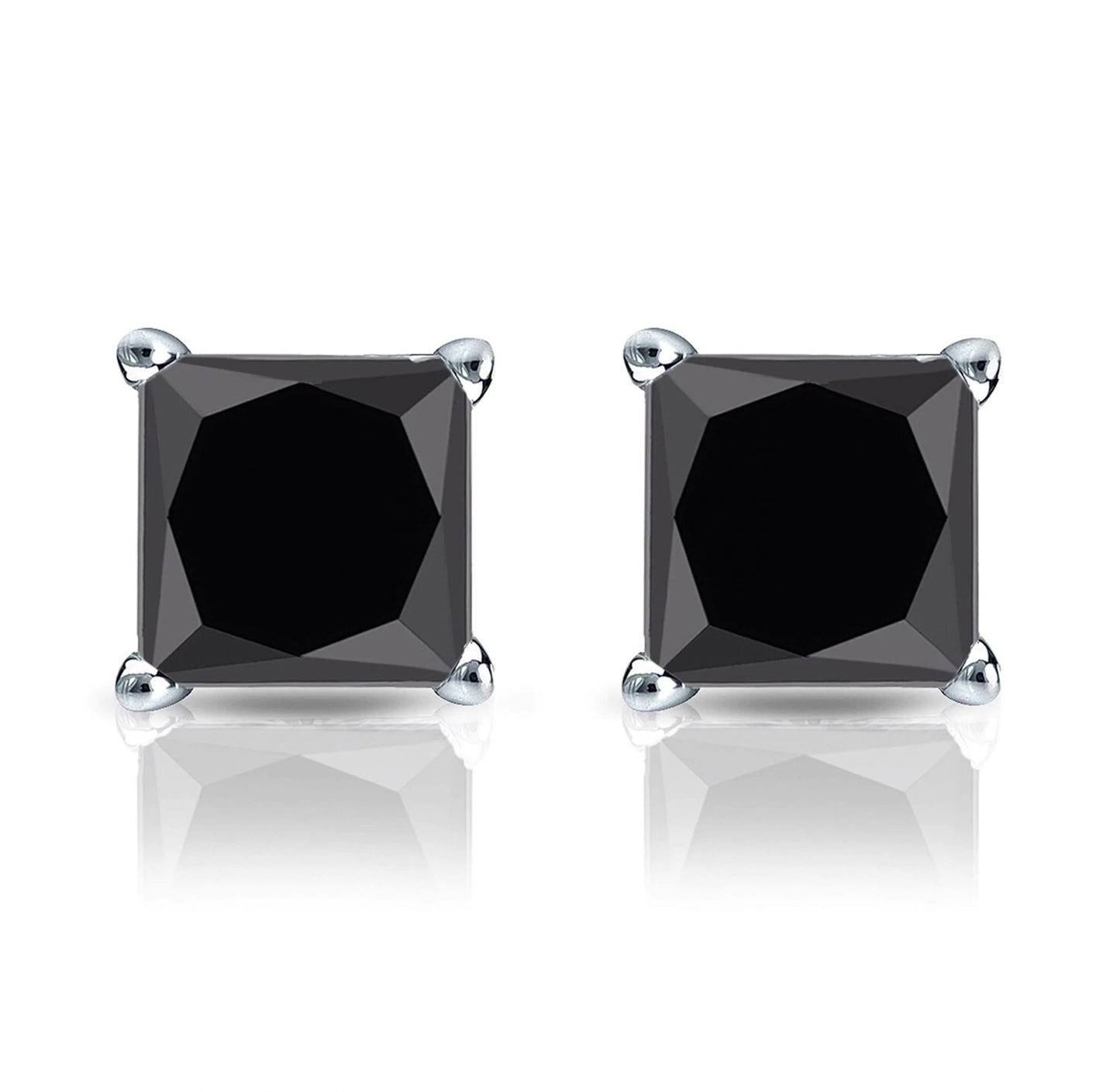1 Carat Princess Cut Moissanite Solitaire Studs