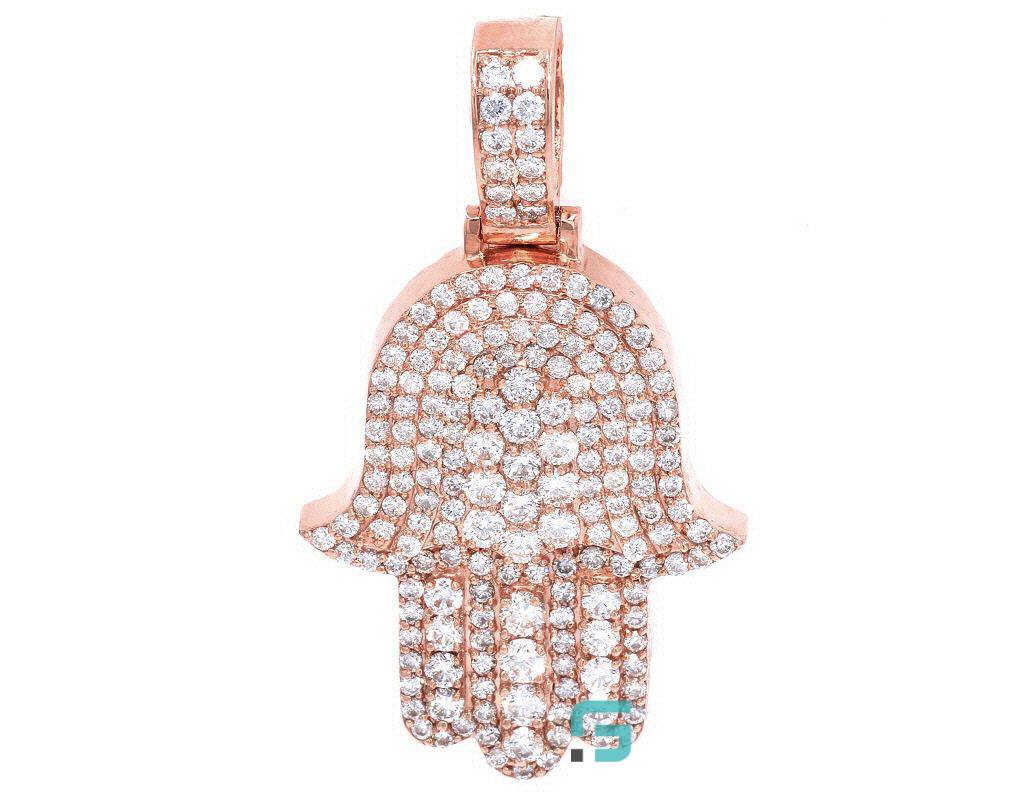 3D Hamsa Moissanite Diamond Pendant 2" Charm