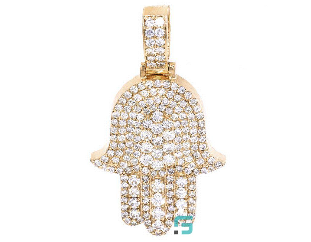 3D Hamsa Moissanite Diamond Pendant 2" Charm