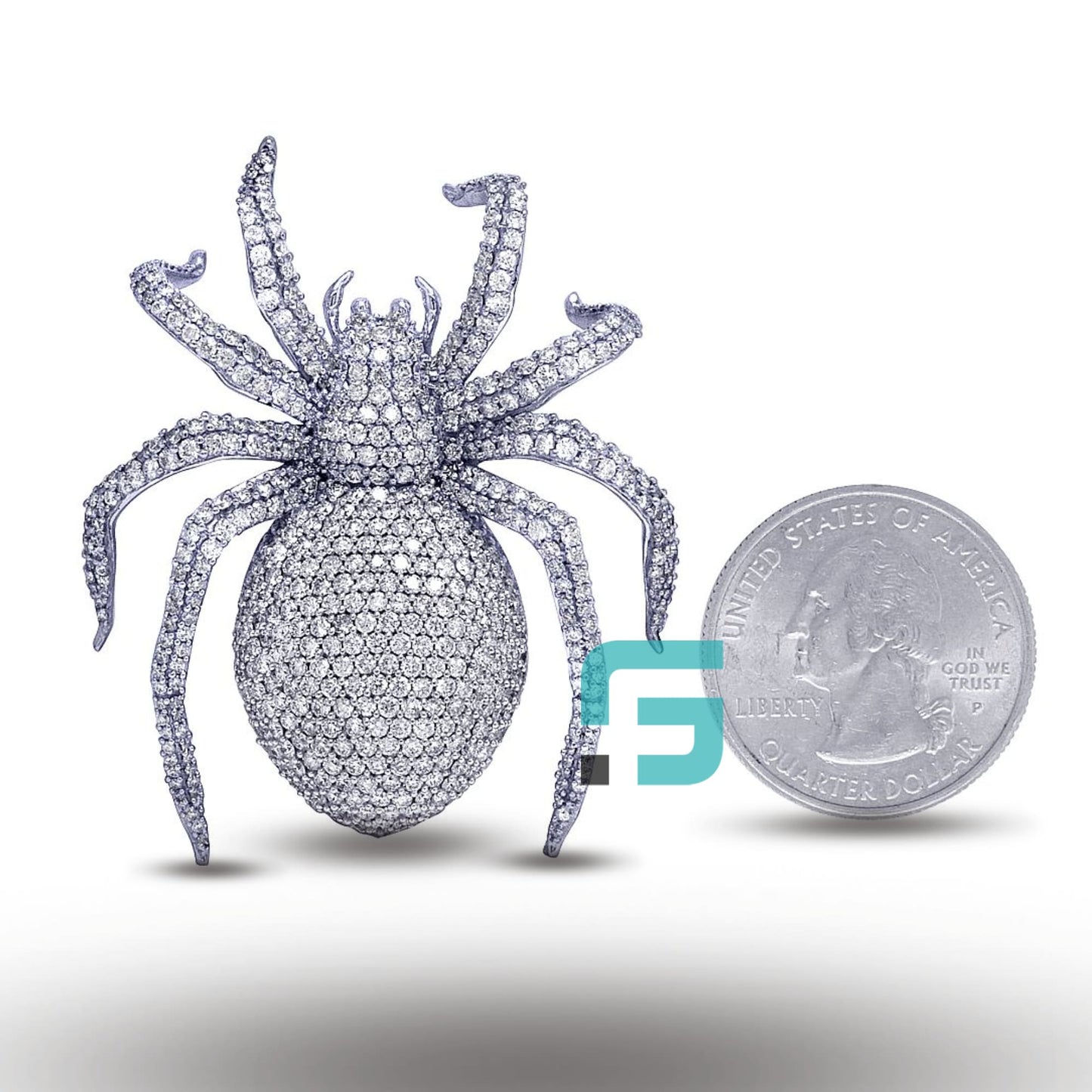 Realistic Moissanite Diamond Crawling Spider Pendant