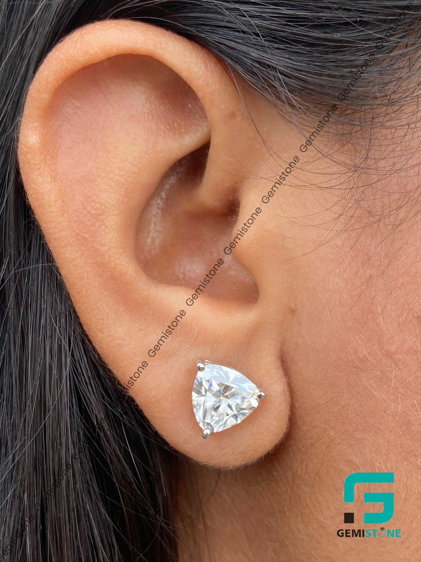 2CT Stud Trillion Cut Diamond Earrings
