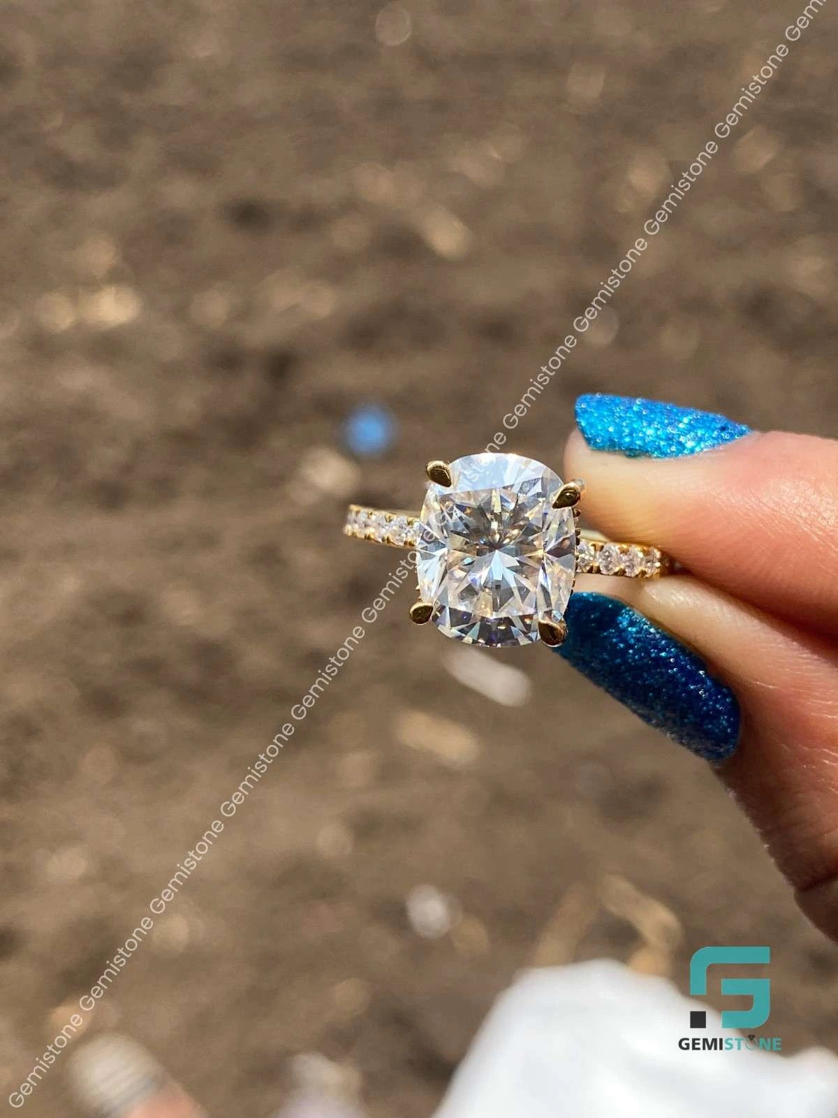 3 CT Cushion Cut Moissanite Ring
