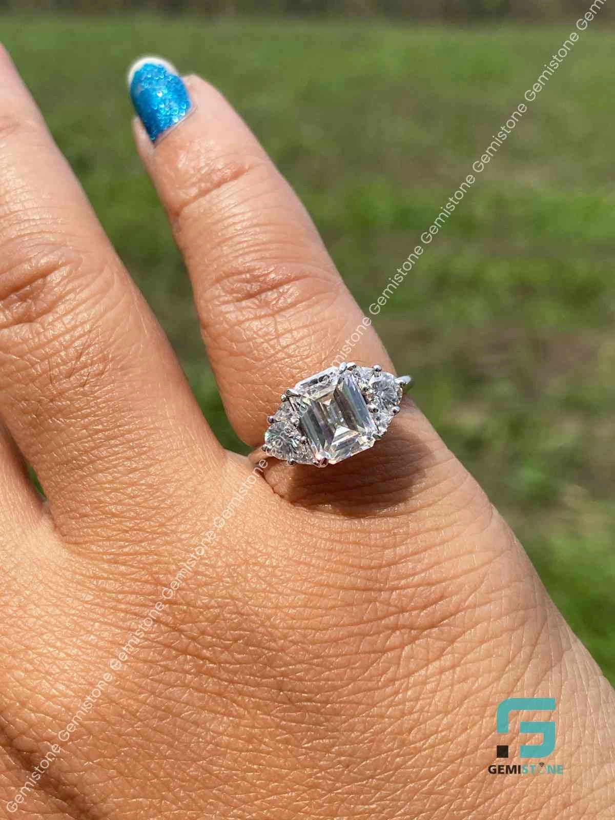 3 CT Moissanite Emerald Cut Ring