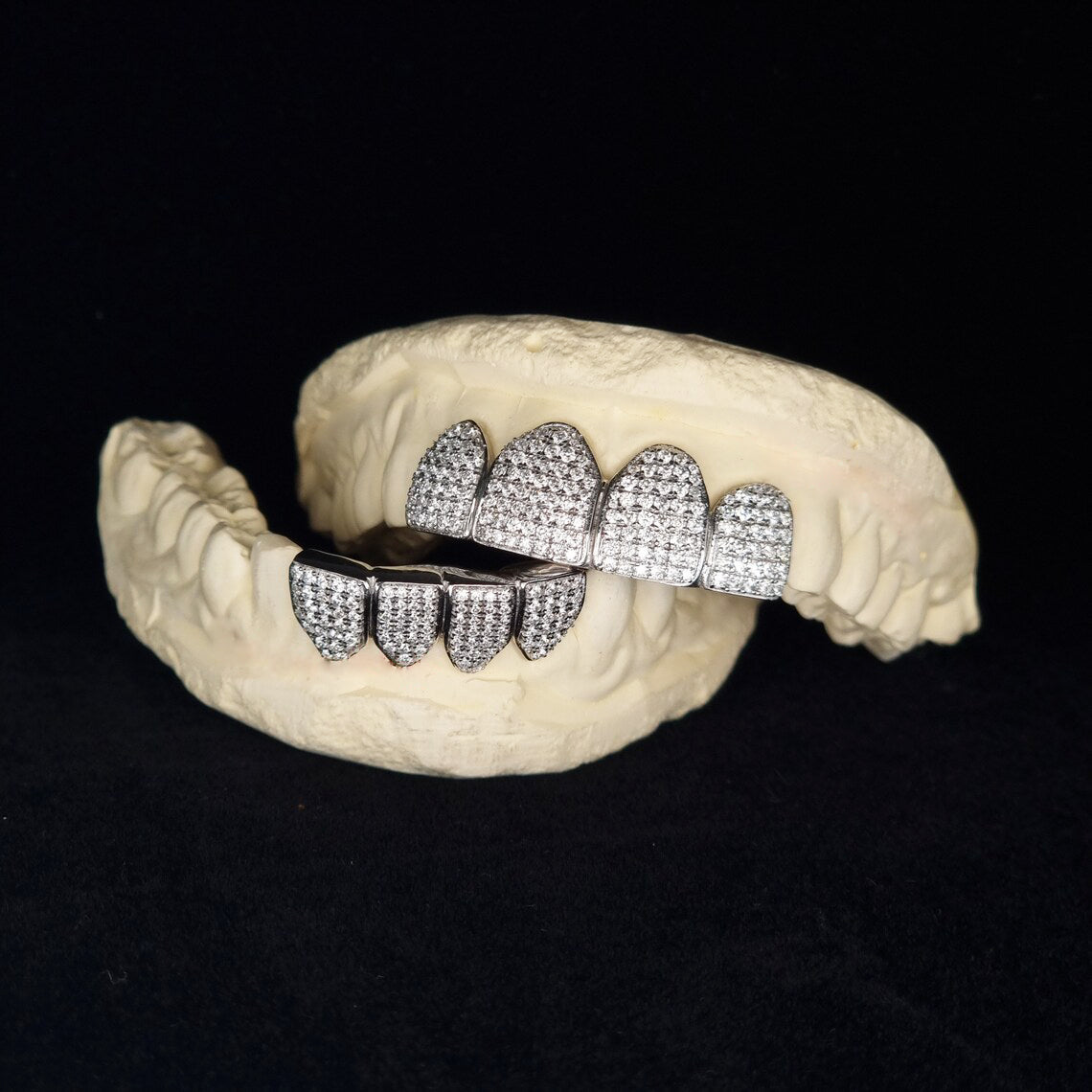Custom 4 On 4 VVS Moissanite Bust Down Diamond Grillz