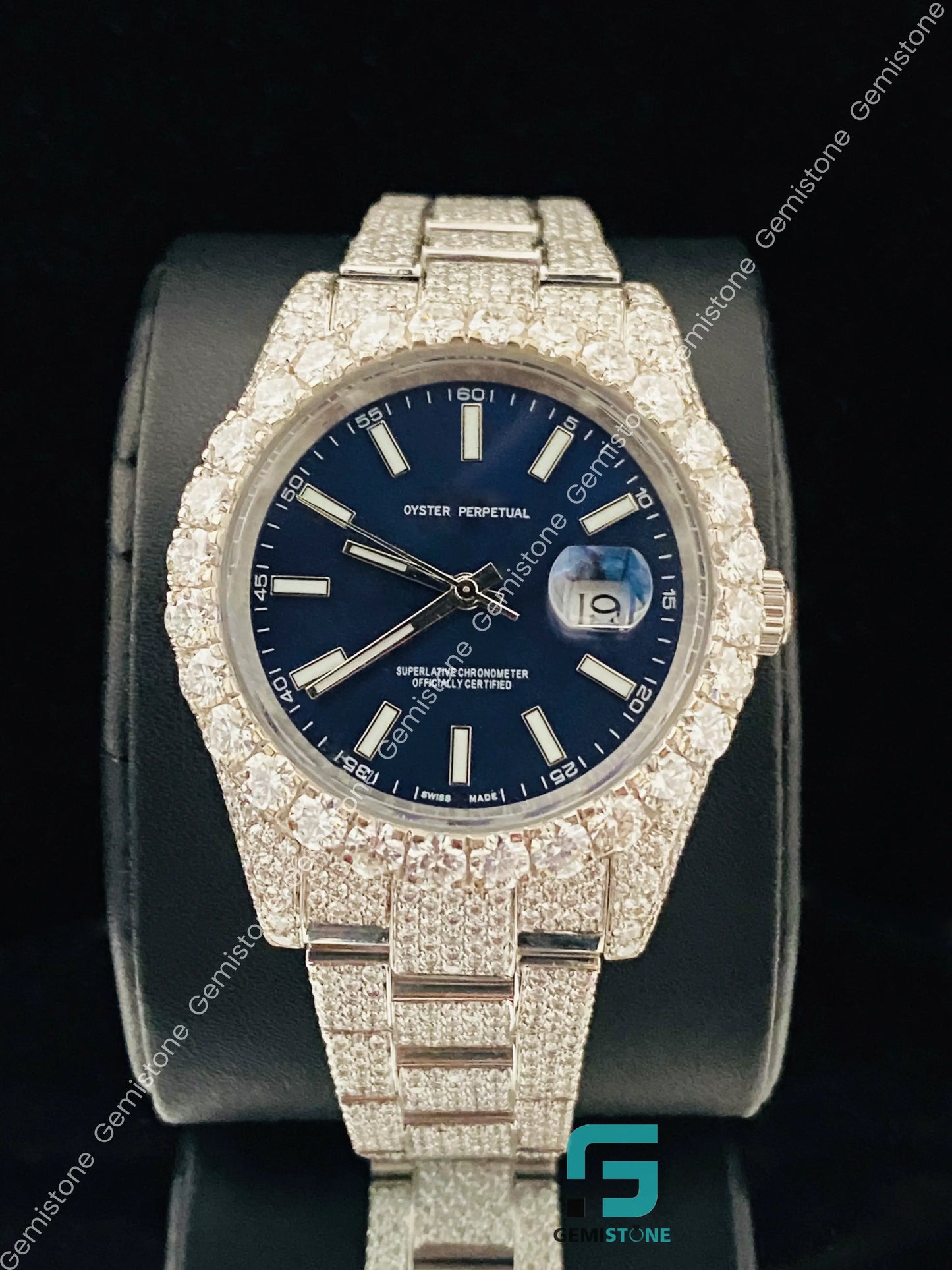 41MM Stainless Steel Moissanite Watch