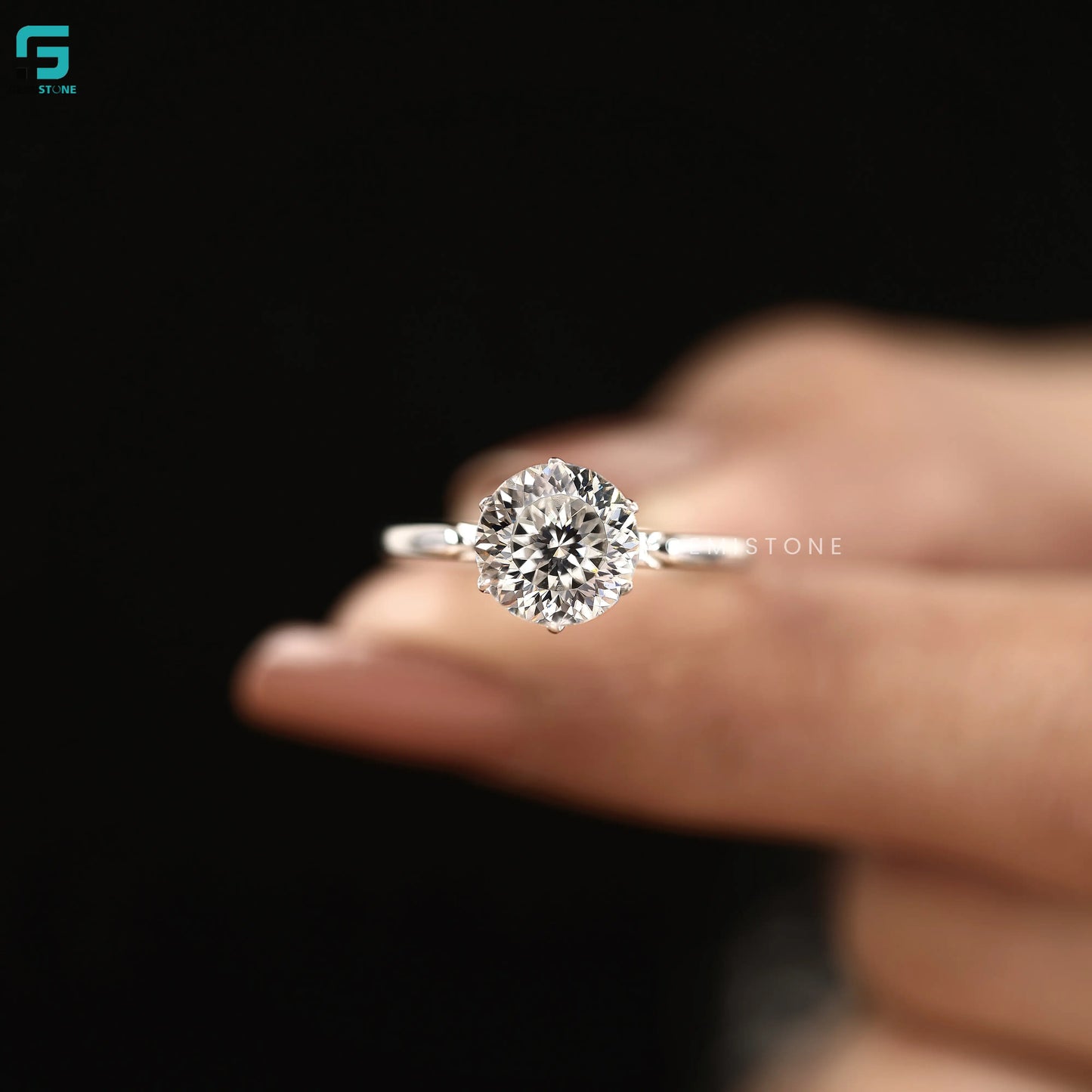 4 Carat E VVS2 Round Lab Grown Diamond Engagement Ring