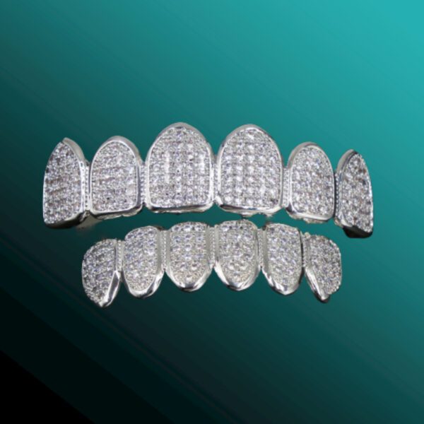 Custom 925 Silver Iced 6 Top 6 Bottom VVS Diamond Grillz