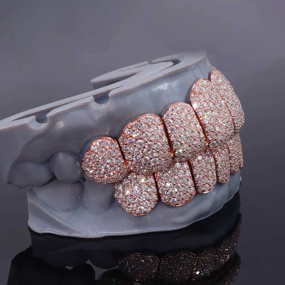 8 on 8 Custom Iced Out Perm Cut Diamond Moissanite Grillz