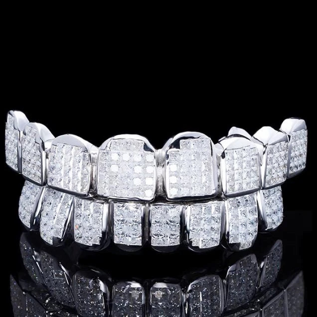 8 On 8 Moissanite Invisible Set Princess Cut Diamond Grillz