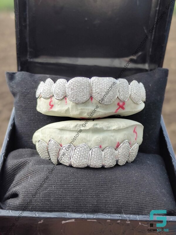 Fully Iced Out 8 Top 8 Bottom VVS Moissanite Grillz 925 Sterling Silver
