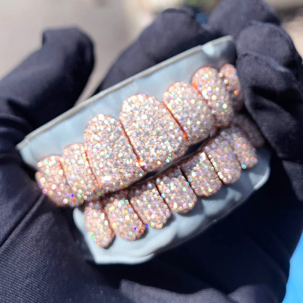 8 on 8 Custom Iced Out Perm Cut Diamond Moissanite Grillz