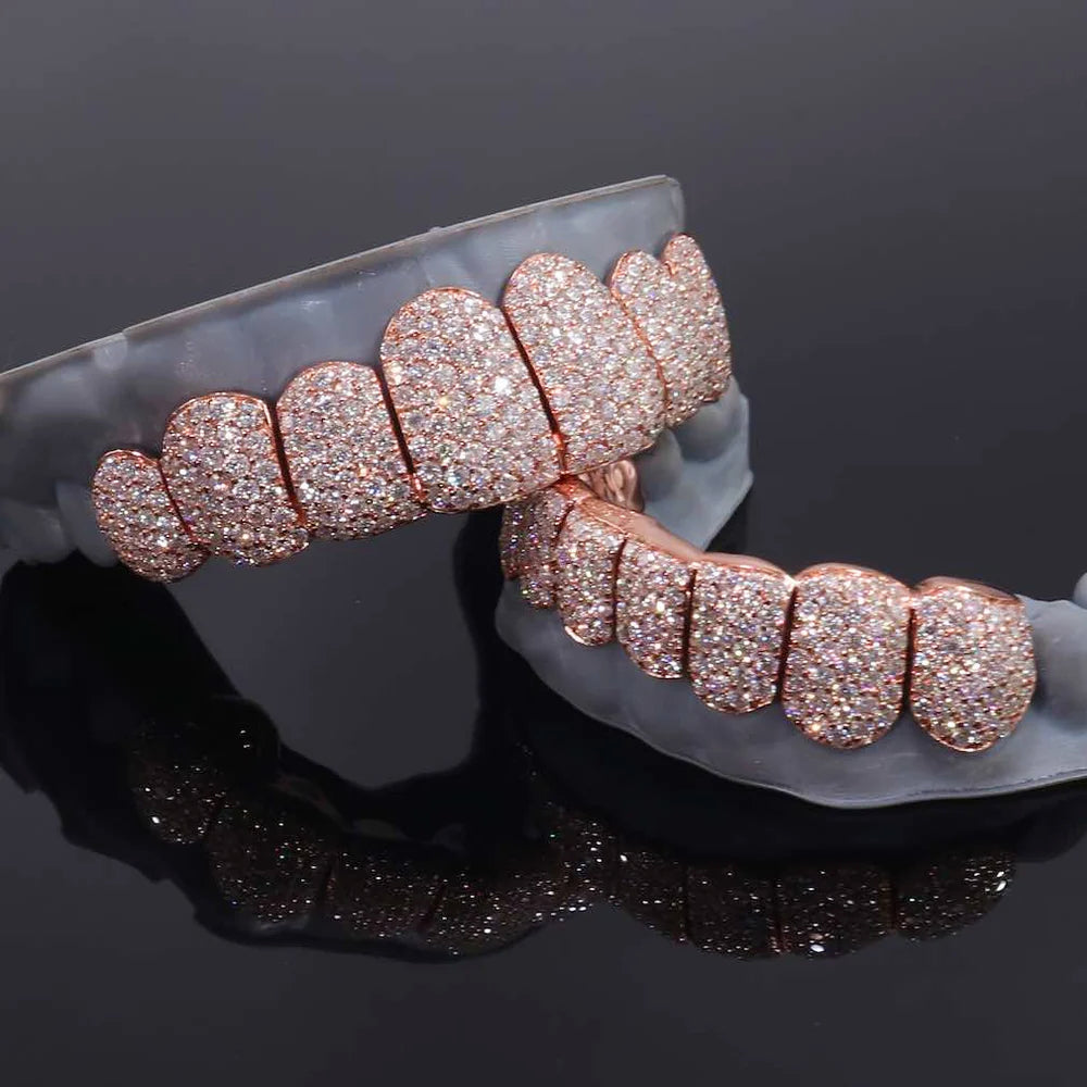 8 on 8 Custom Iced Out Perm Cut Diamond Moissanite Grillz