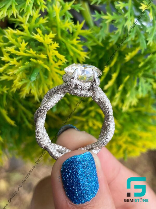 Hip Hop Round Cut Moissanite Micro Pave Twisted Diamond Ring
