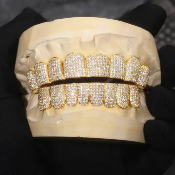 8 On 8 On Custom 925 Silver Real Moissanite Diamond Grillz