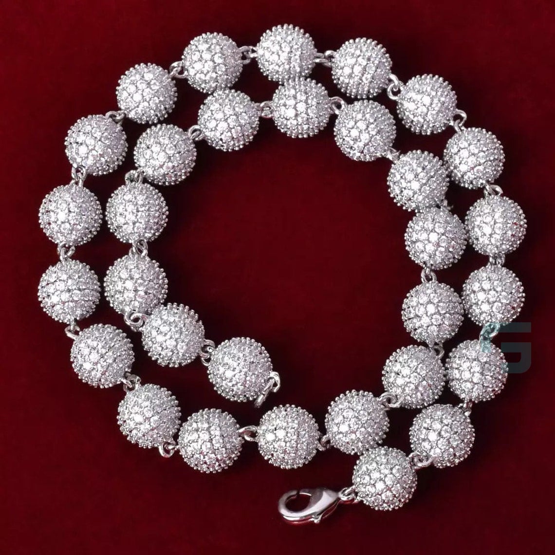 925-Silver-Mens-Iced-Ball-Bracelet