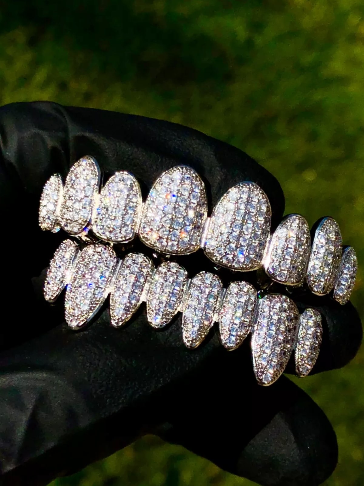 Fully Iced Out Joker Gold VVS Moissanite Diamond Grillz On Teeth
