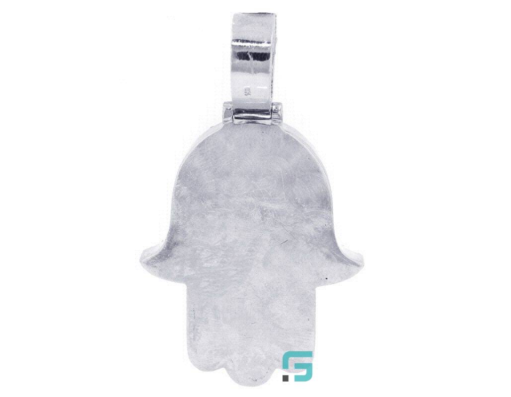 3D Hamsa Moissanite Diamond Pendant 2" Charm