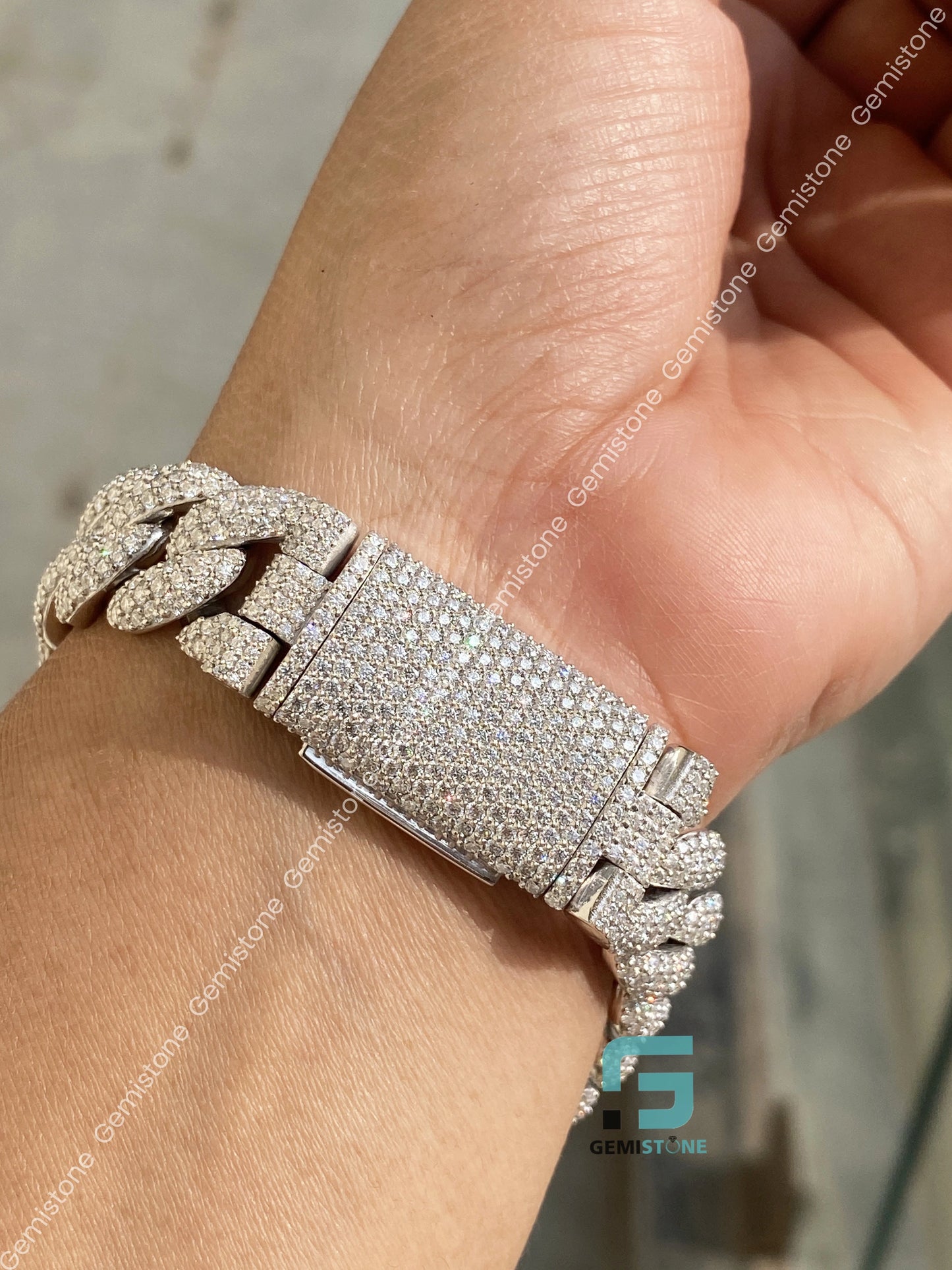 925 Silver Moissanite Cuban Bracelet