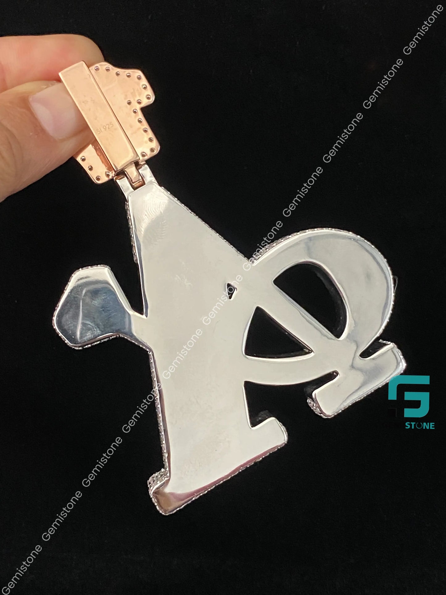 925 Silver Rose Gold Plated A Letter Moissanite Pendant