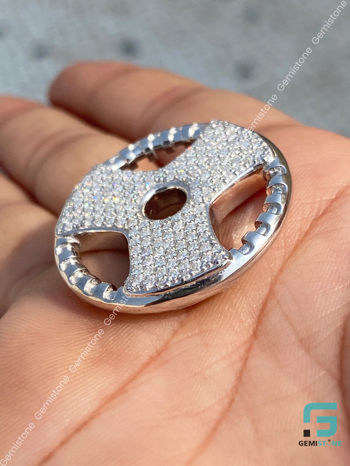925 Silver Steering Wheel Diamond Pendant