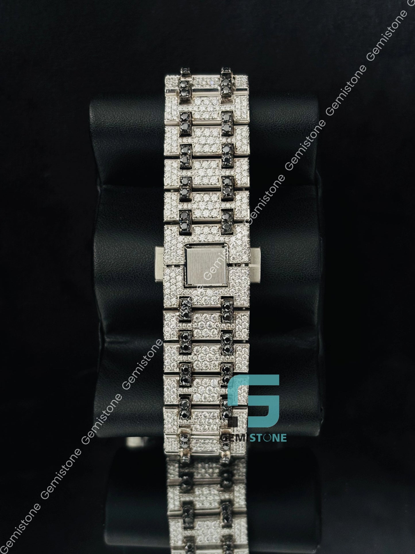 AP Black Bar Fully Studded Hip Hop Watch For Men