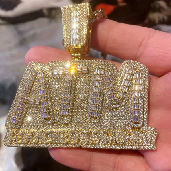 Custom Iced Out Bling Moissanite Diamond 3D "Addicted To Money ATM" Pendant