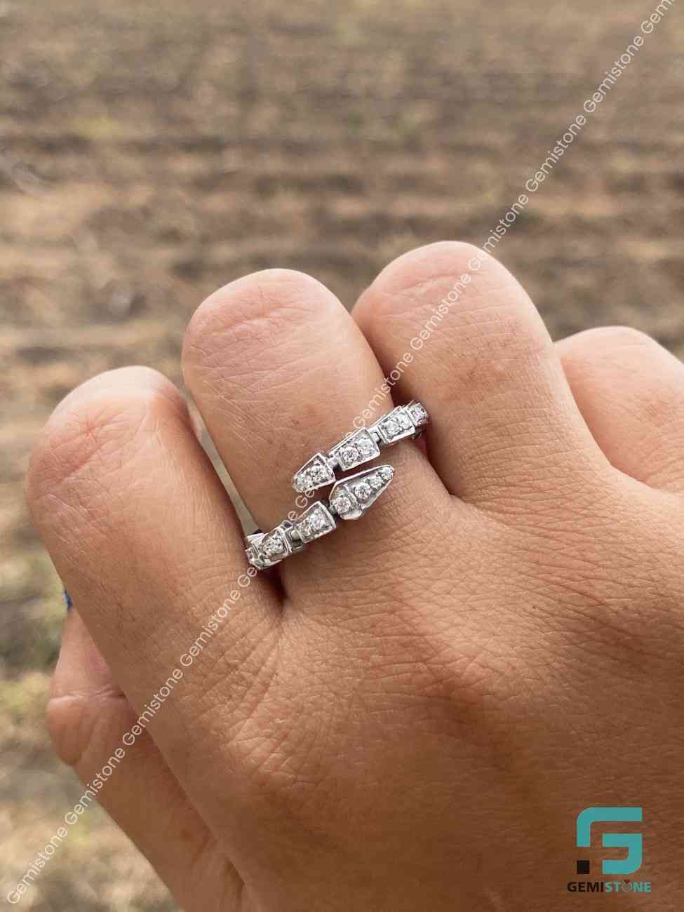 Round Brilliant Cut Open Cuff Adjustable Moissanite Engagement Ring For Her