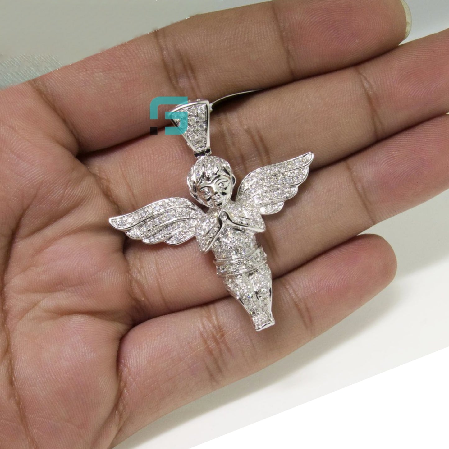 3D Guardian Moissanite Diamond Angel Pendant