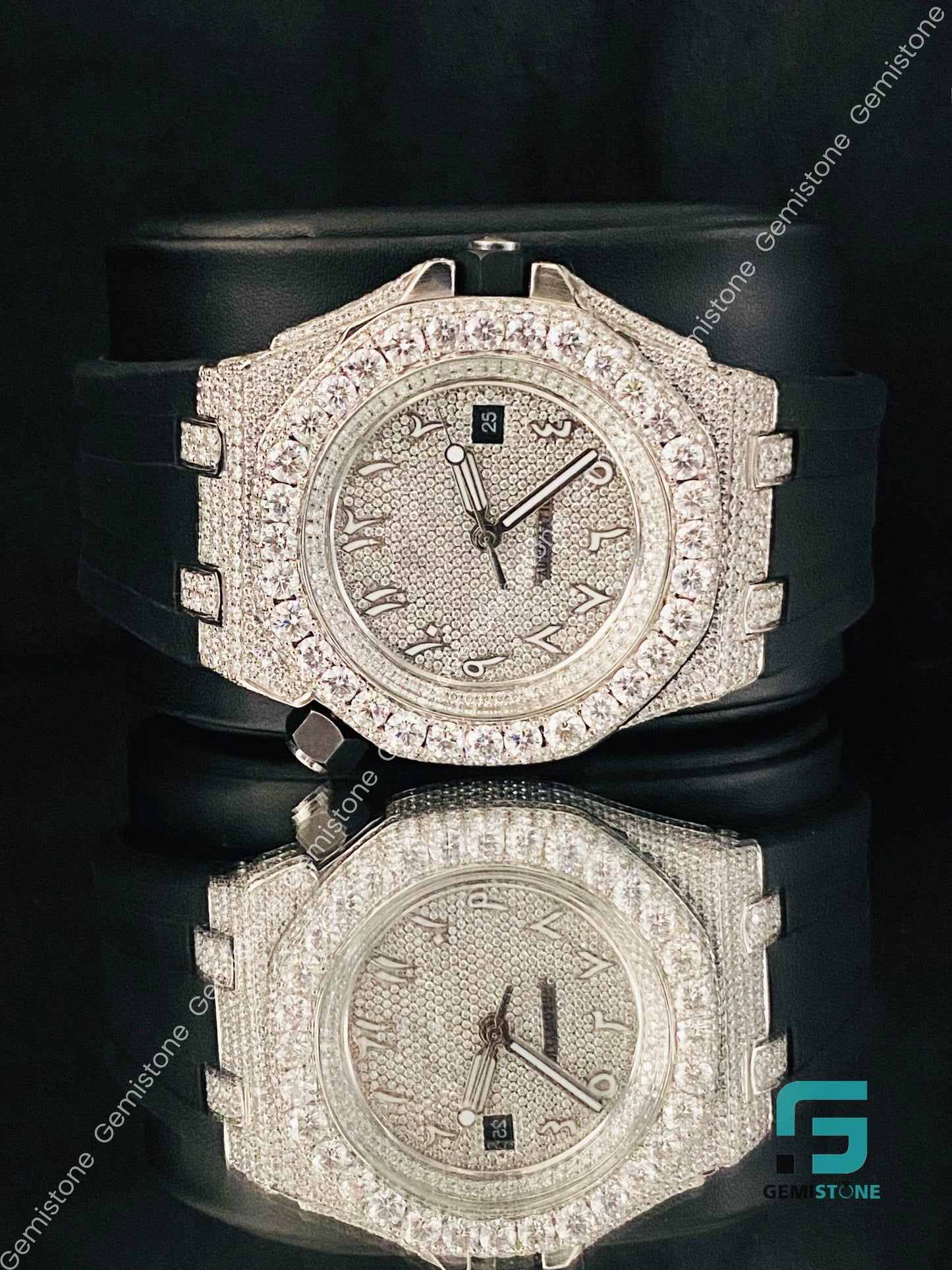 Arabic Number Fully Ice Out Moissanite Watch