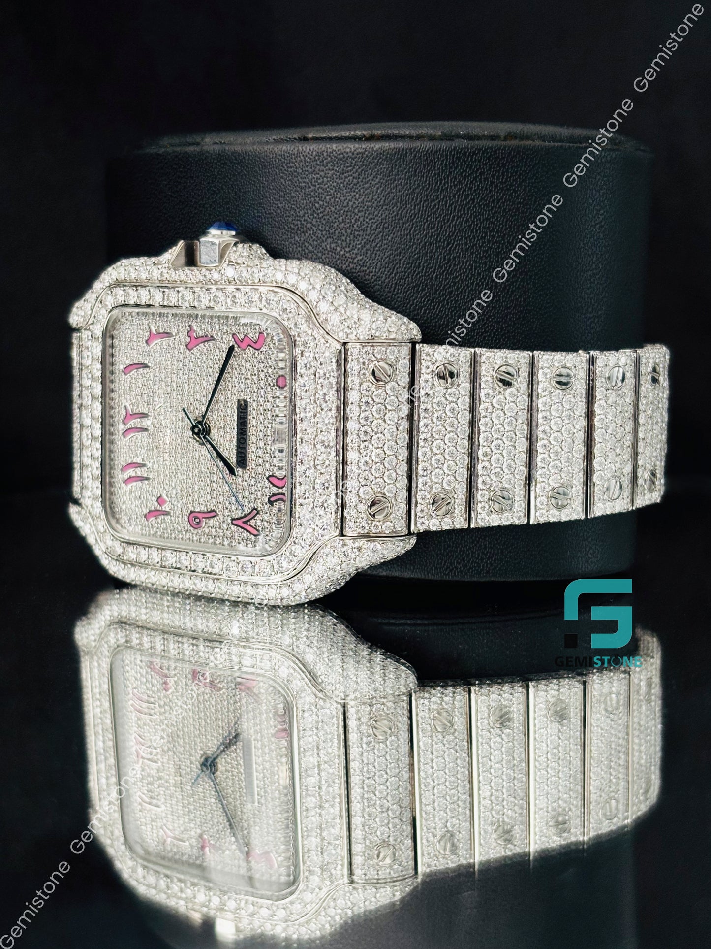 Arabic Number Studded Moissanite Watch