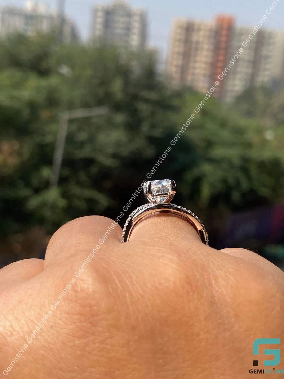 3 CT Oval Cut Moissanite Wedding Bridal Set WIth Stack Band For Her