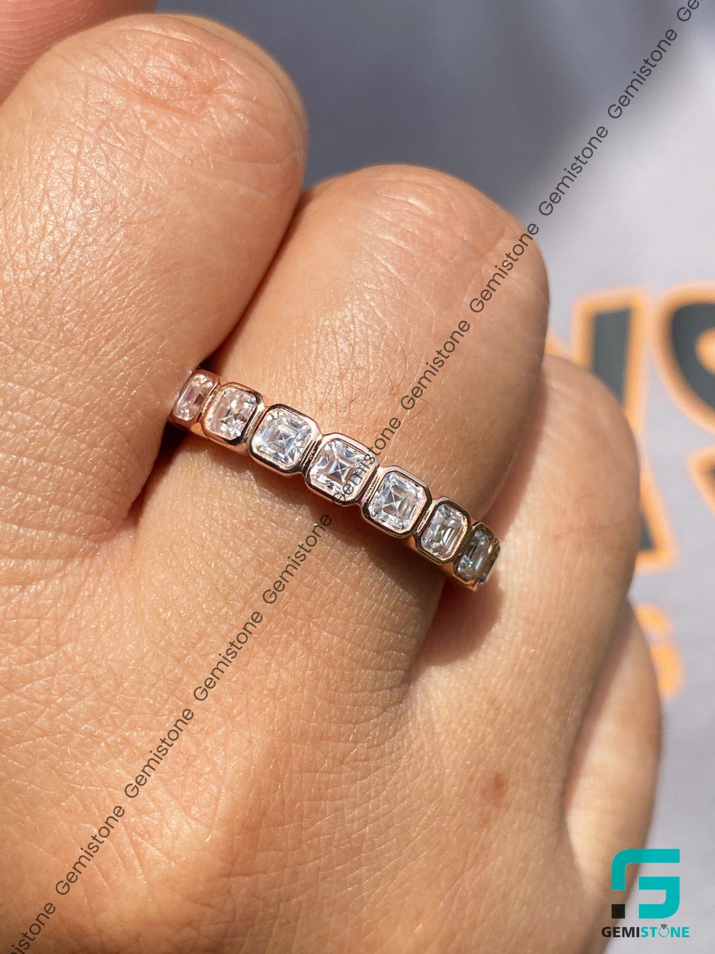 Elegant 5.50 CTW Full Eternity Asscher Bezel Set Wedding Band