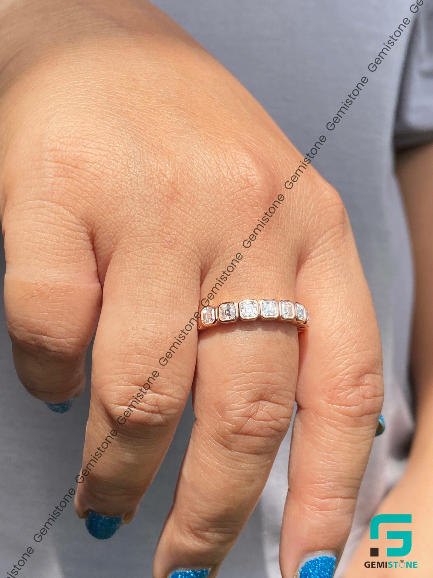 Elegant 5.50 CTW Full Eternity Asscher Bezel Set Wedding Band