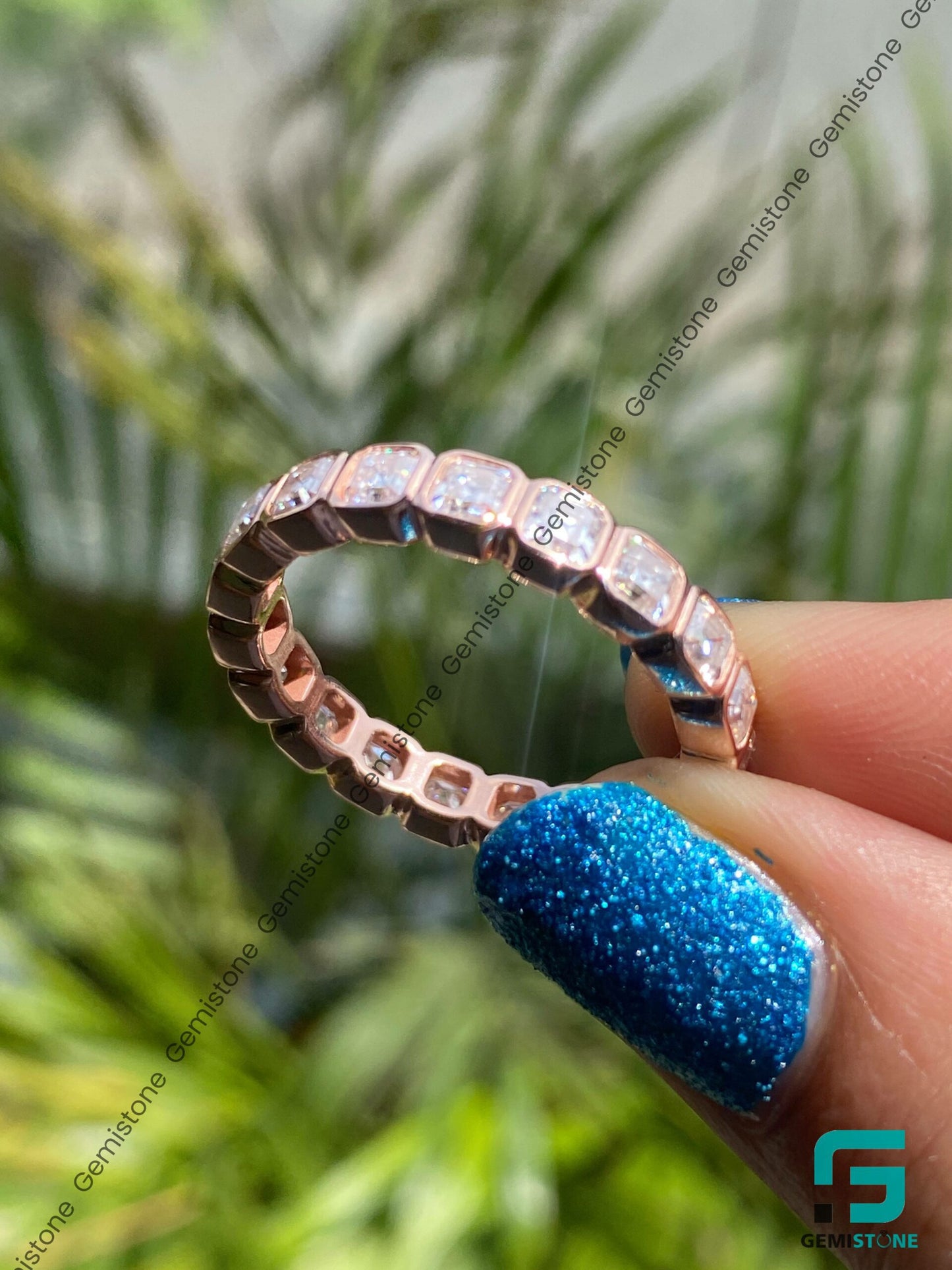 Elegant 5.50 CTW Full Eternity Asscher Bezel Set Wedding Band