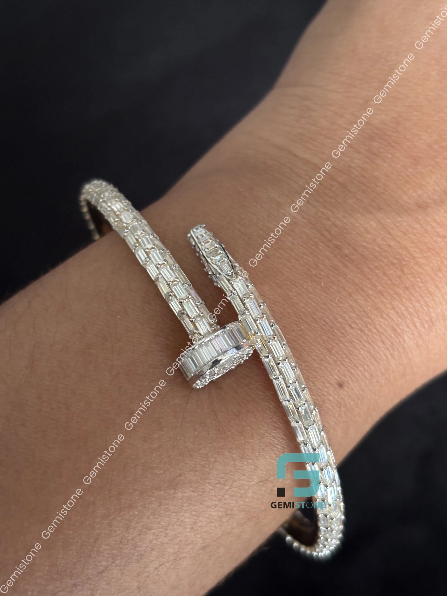 Baguette Yellow Gold Plated Moissanite Bracelet