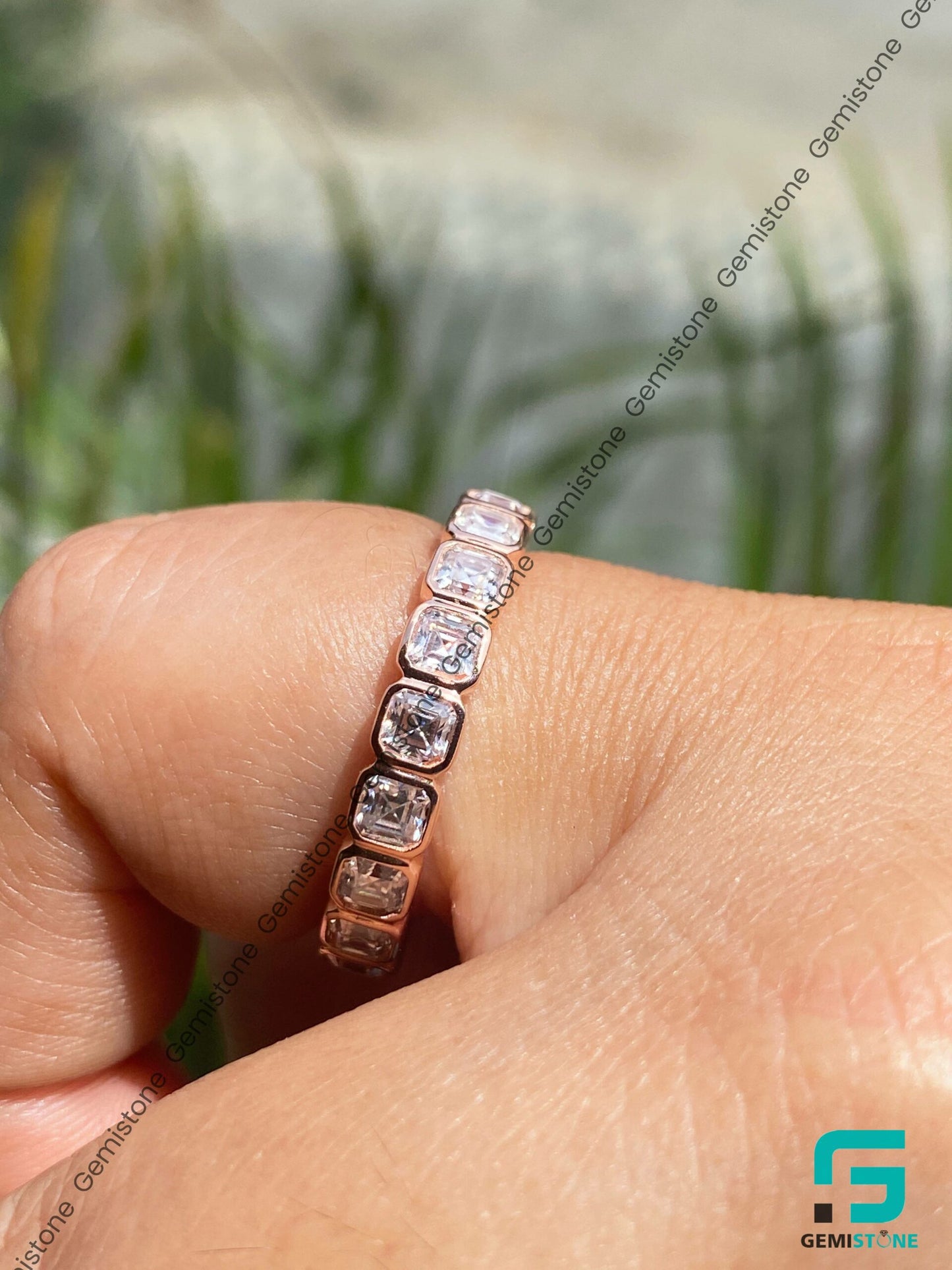 Elegant 5.50 CTW Full Eternity Asscher Bezel Set Wedding Band