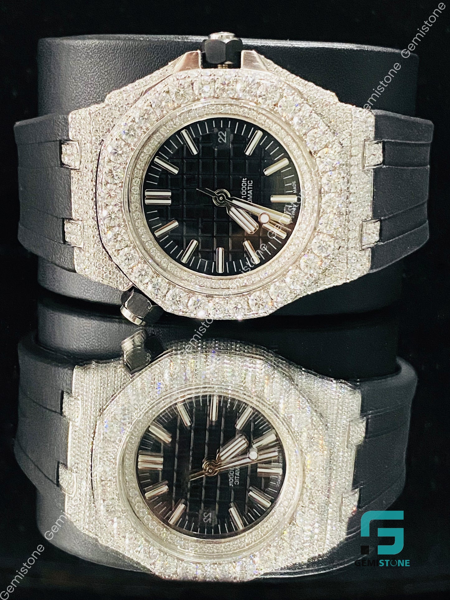 Big Bezel Moissanite Black Dial Hip Hop Watch