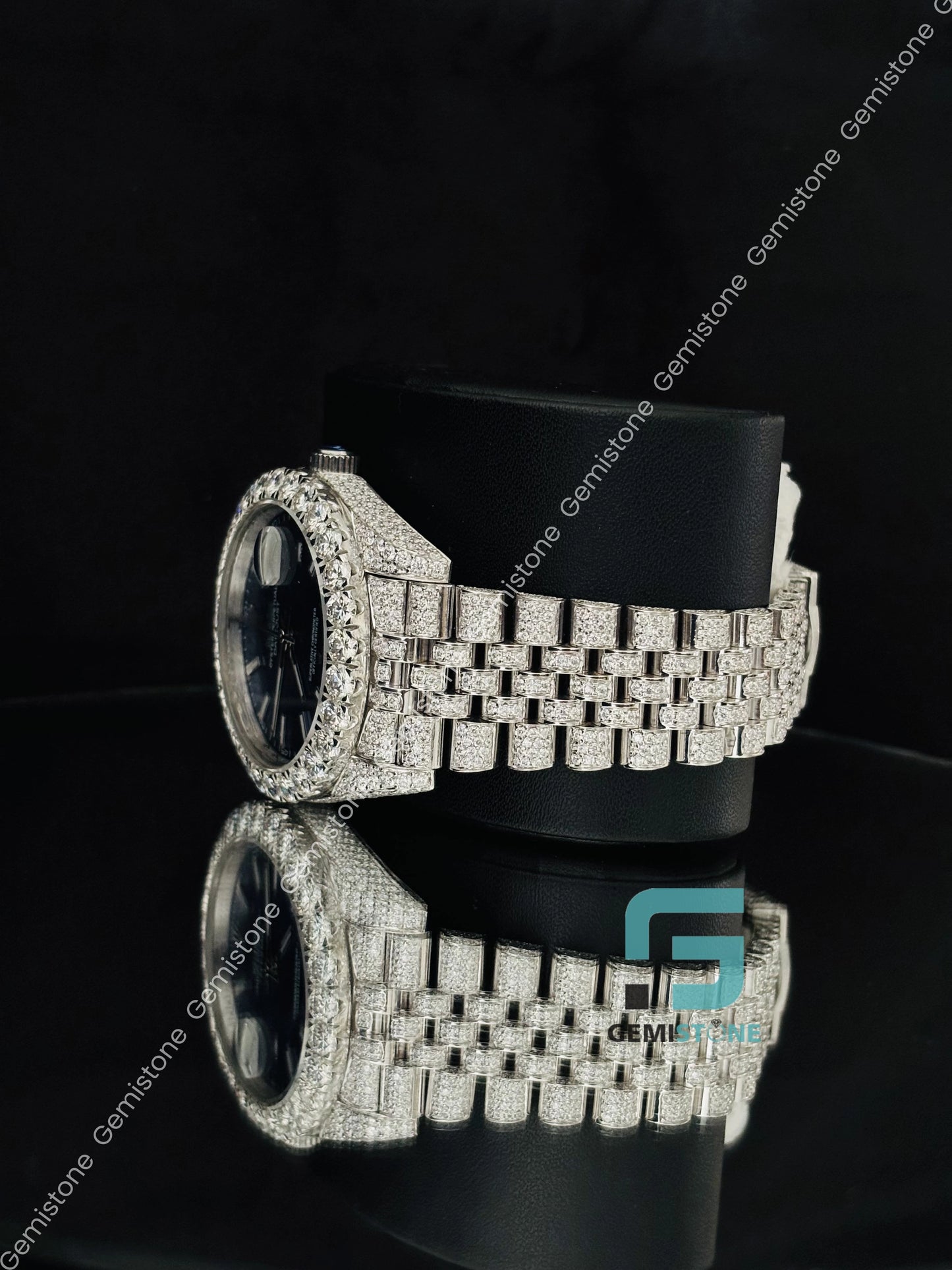 Big Bezel Moissanite Bust Down Watch For Him