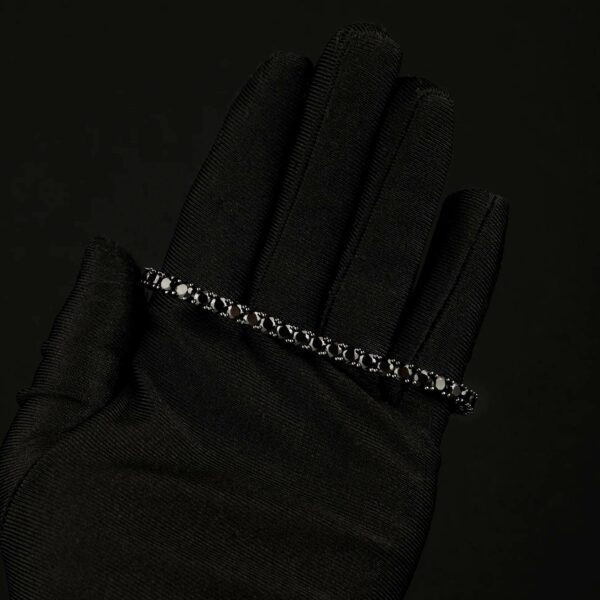 4MM Moissanite Mens Black Diamond Tennis Bracelet 925 Silver