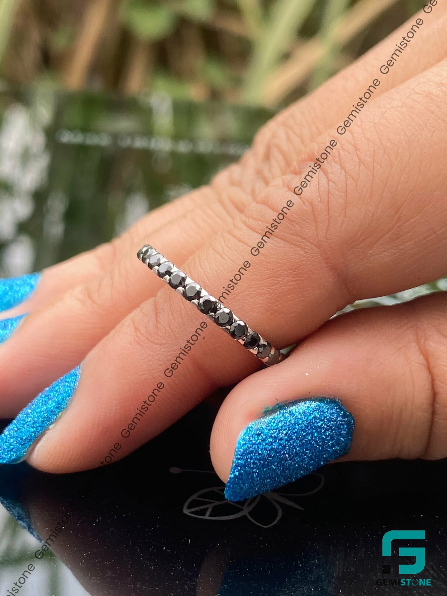 Shop Women's Full Eternity Wedding Black Diamond Band