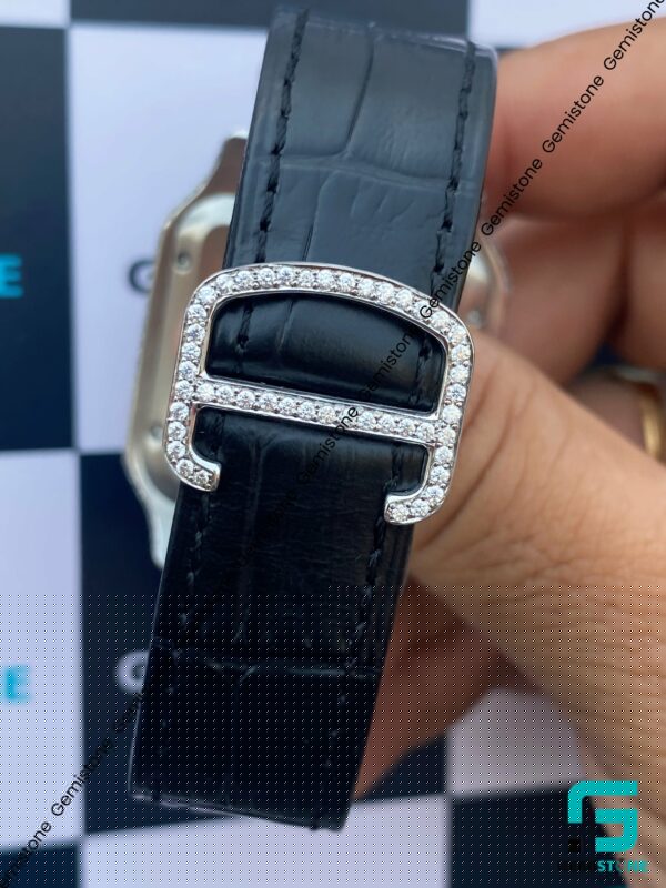 41mm Black Strap Moissanite Diamond Dial Watch