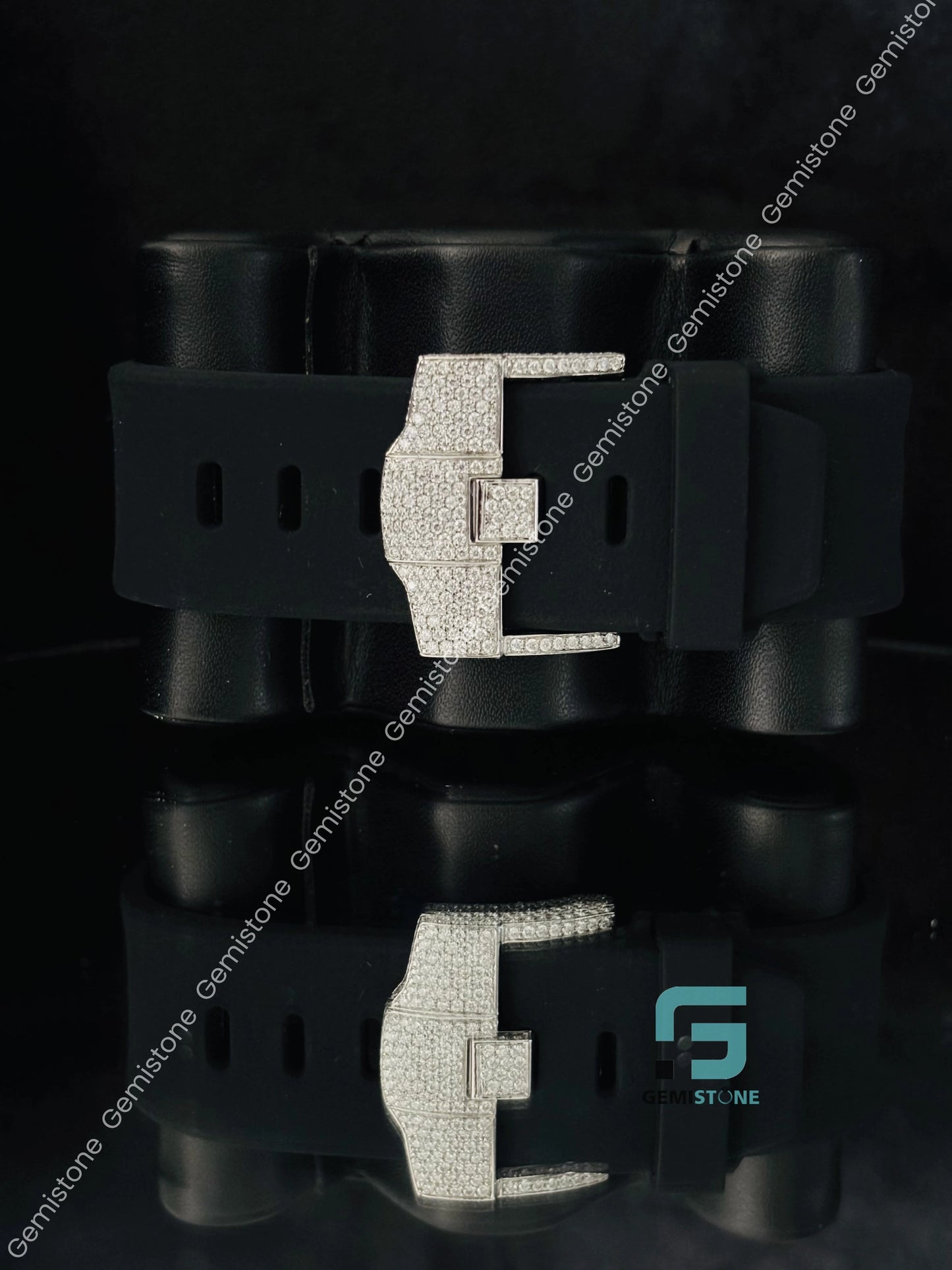 Black Silicon Belt Iced Out Moissanite AP Watch