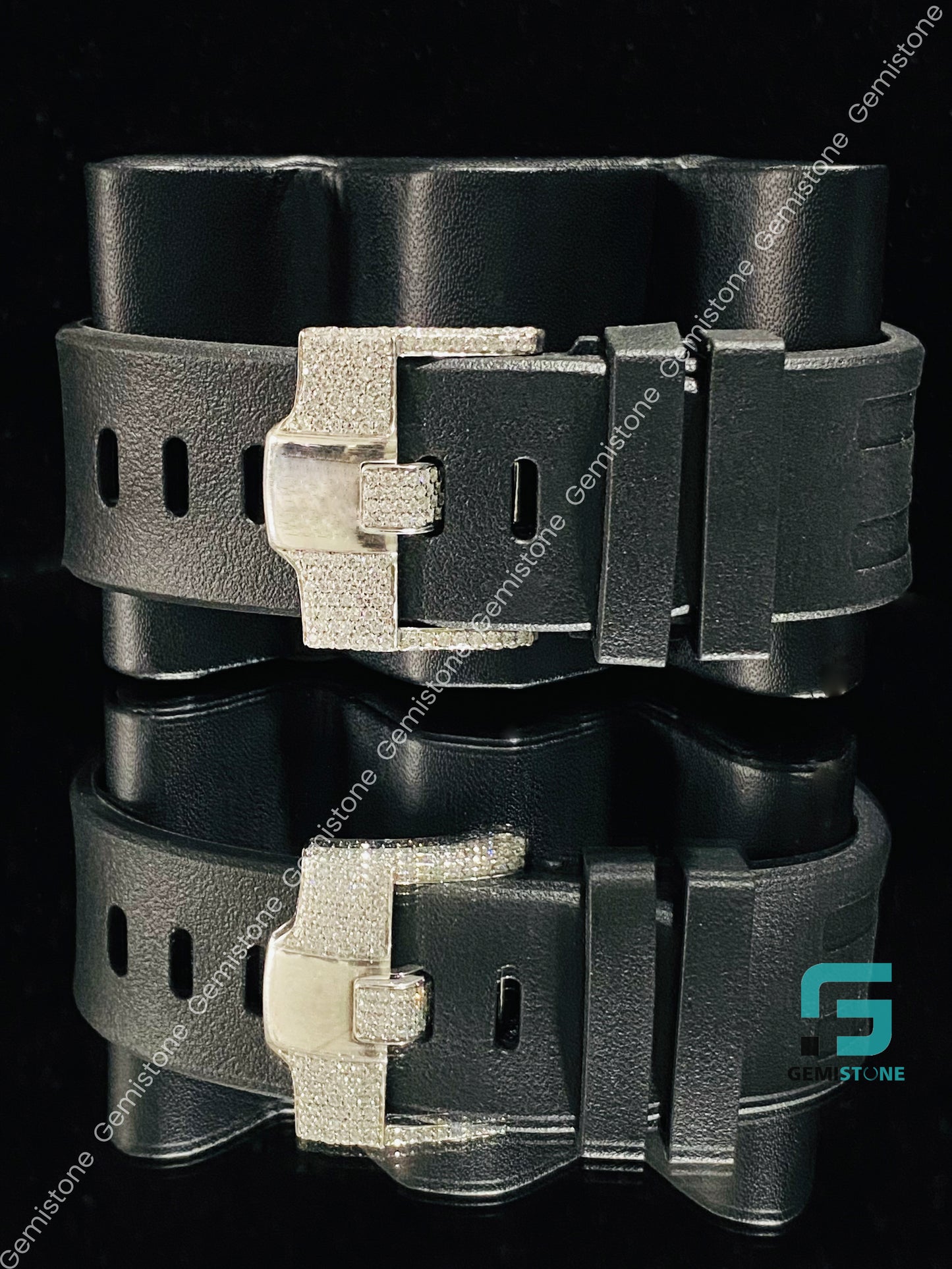 Black Silicon Belt Moissanite Watchs