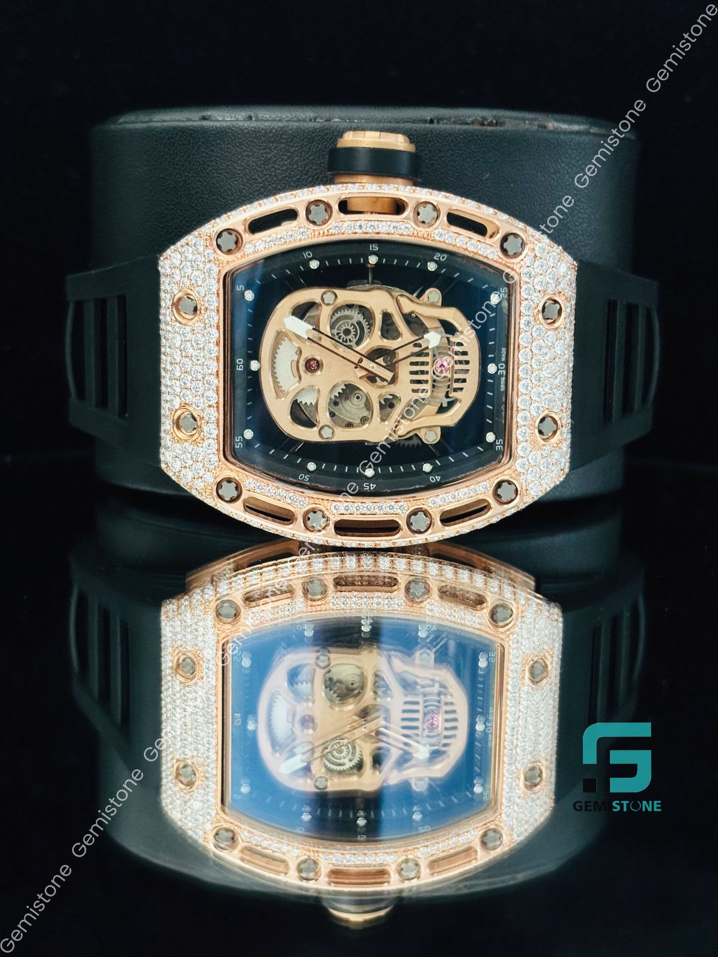 Black Silicon Belt moissanite Watch