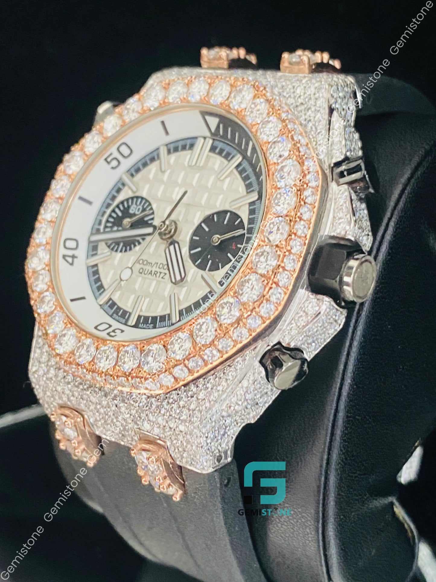Black_Strap_Fully_Iced_Out_Moissanite_Watch