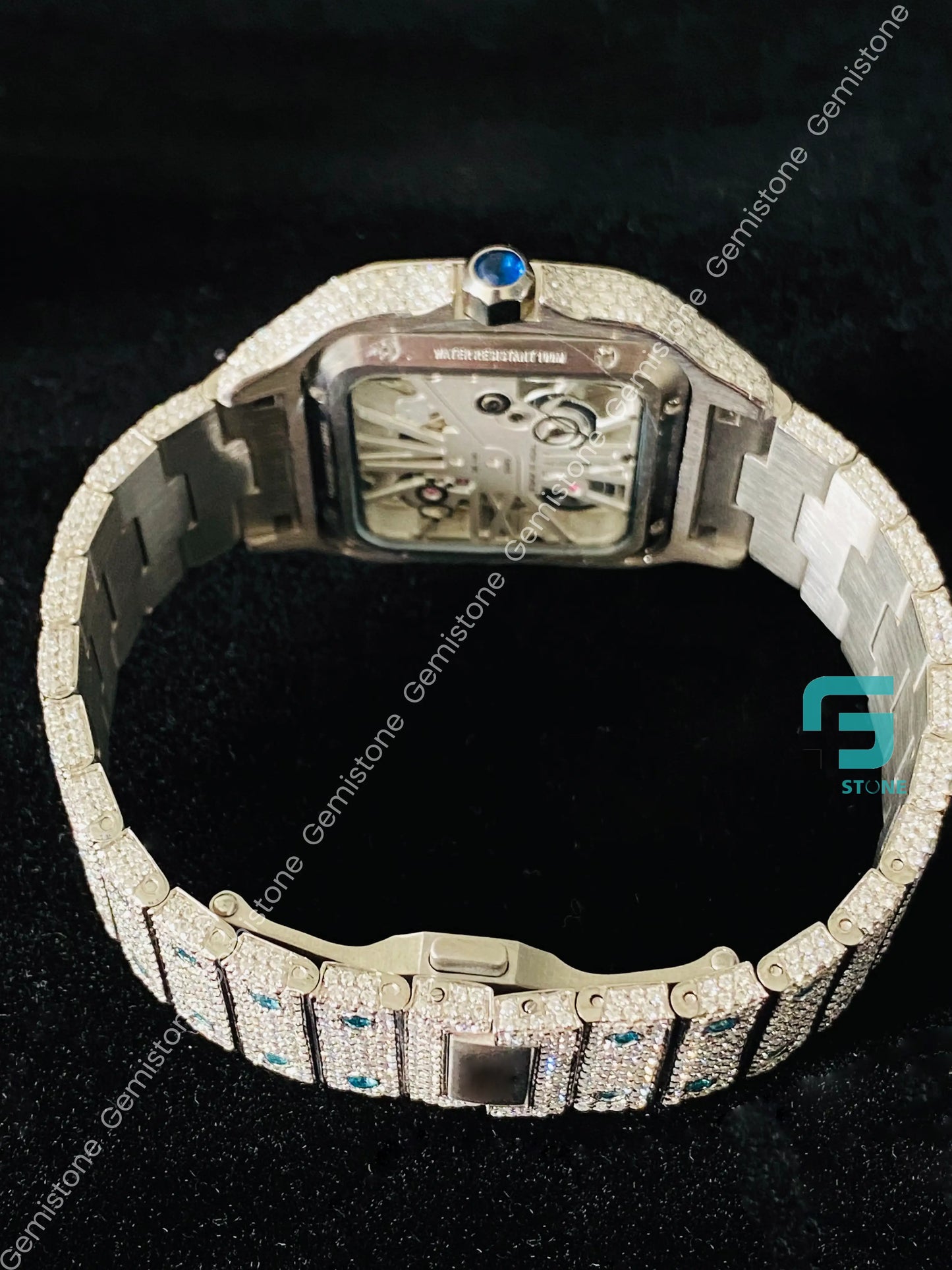 Skeleton Dial Custom Hand Made VVS Moissanite Diamond Watch Passes Diamond Tester