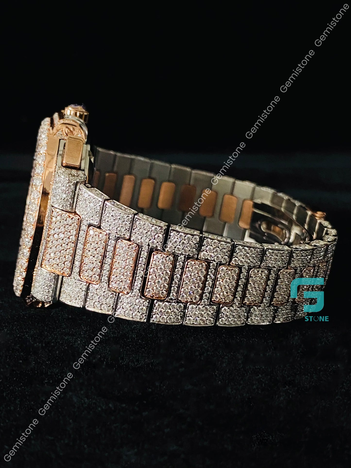 Blue Dial Patek Moissanite Watch